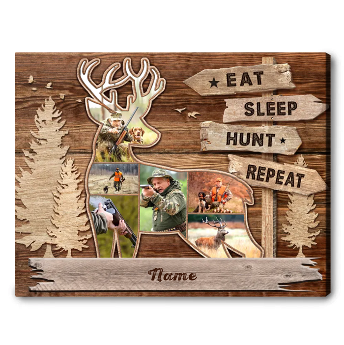 Father'S Day Gifts For Grandpa - Custom Deer Hunting Collage Canvas