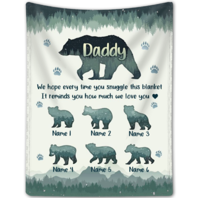 Special Father's Day Gift From Son Daughter Bear Dad Fleece Blanket