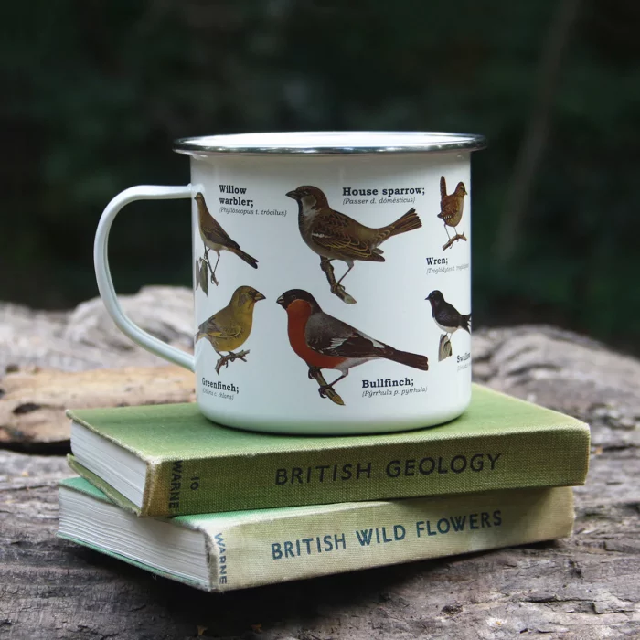 Enamel Mug With Garden Birds