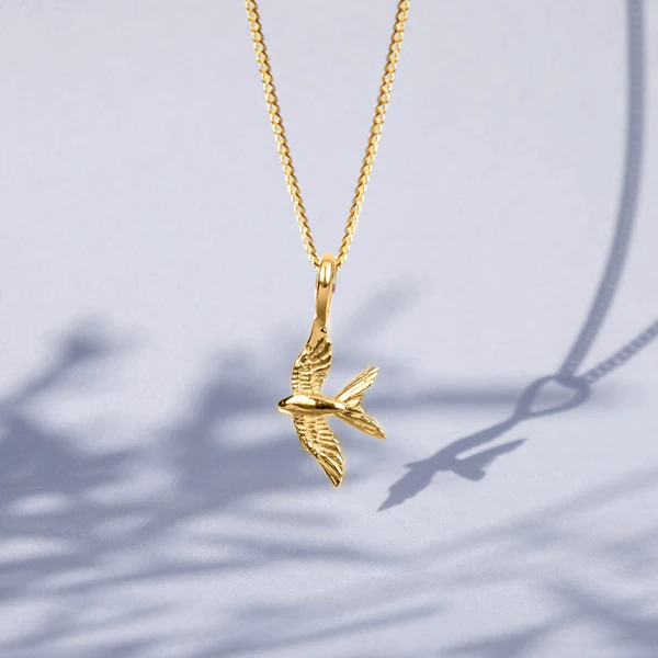 Gold Swallow Pendant and Earrings - Wildlife lover gifts in 2023