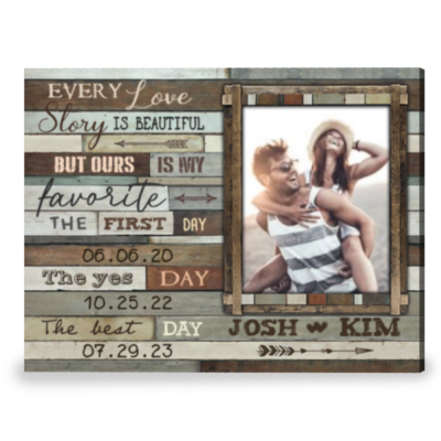 First Day Best Day Yes Day Custom Date Anniversary Gift Canvas Print