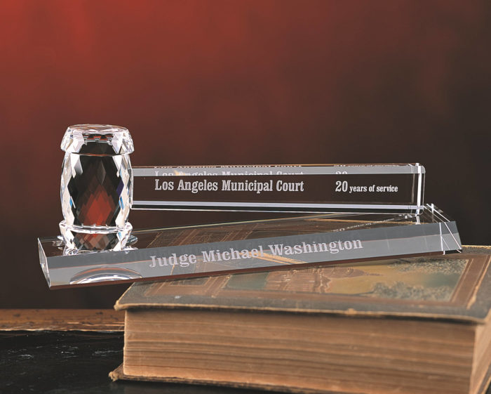 Custom Engraved Crystal Gavel - Personalized Gifts For Lawyers