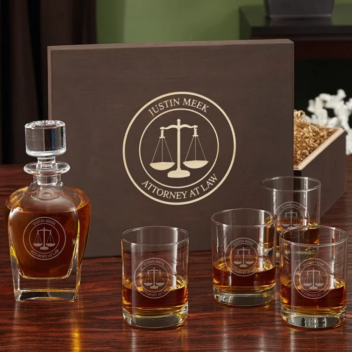 Engraved Decanter Set - lawyer gifts for him