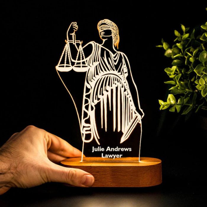 Justice Statue 3D Led Lights - Lawyer Graduation Gifts