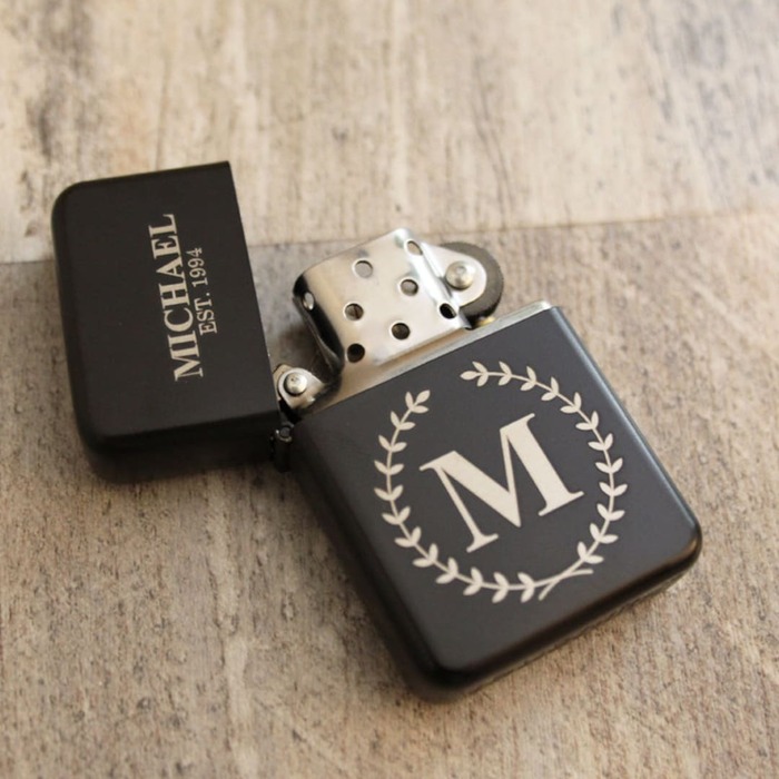 Just Because Gifts For Him - Personalized Black Engraved Lighter