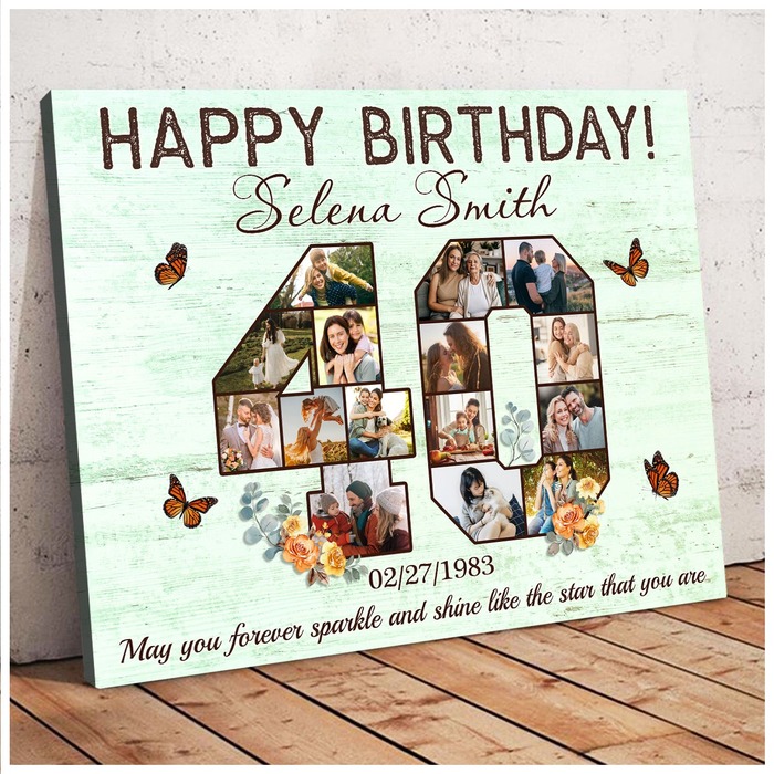 40Th Birthday Gifts For Women - 40Th Birthday Photo Collage Canvas