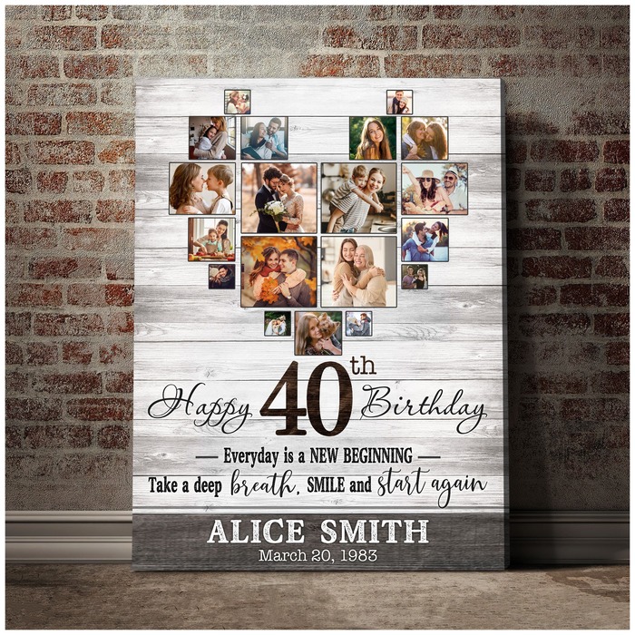 40Th Birthday Gifts For Women - Photo Collage Sign