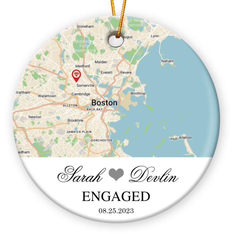 Christmas Gift For Engaged Couple Custom Engagement Gift Ceramic Ornament