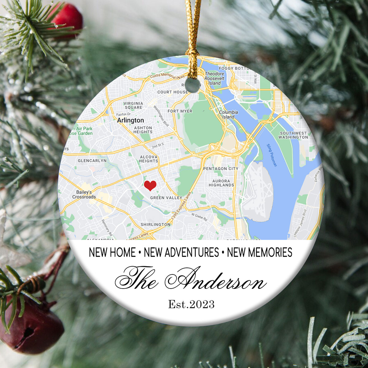 Married Personalized Photo And Map Ceramic Ornament, Custom