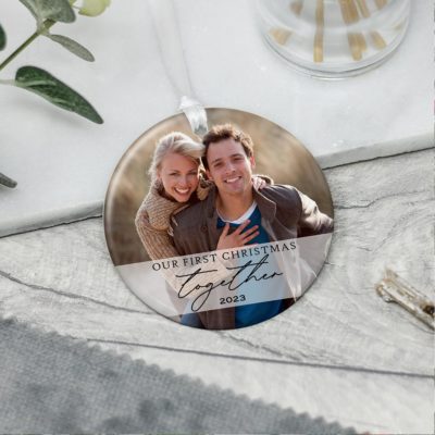Christmas Anniversary First Year Gift Customized Couple Photo Ceramic Ornament