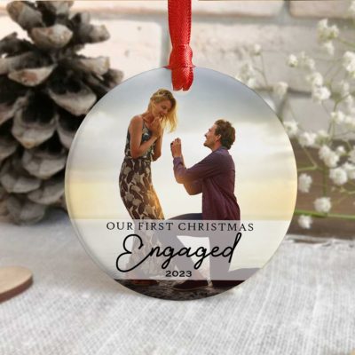 Chritmas Engagement Gift Custom Gift For Engaged Couple Ceramic Photo