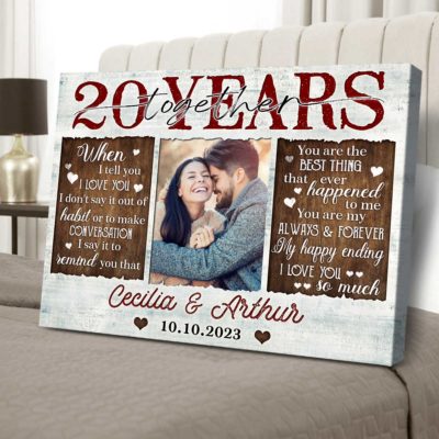 Unique 20 Years Anniversary Gift Custom Photo Canvas For Couple 01