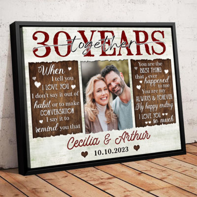 Unique 30 Years Anniversary Gift Custom Photo Canvas For Couple 01