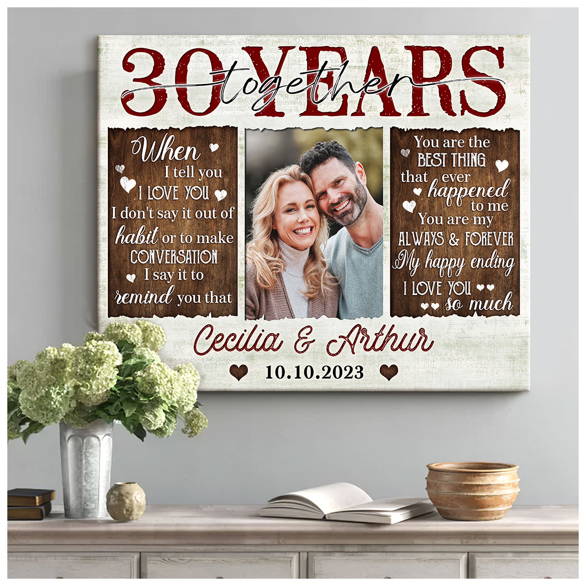 Happy 30 Years Together Custom Canvas Photo Print For Couple