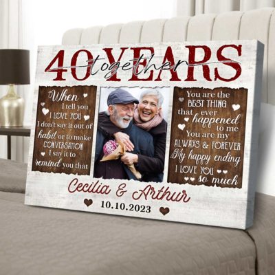 Unique 40 Years Anniversary Gift Custom Photo Canvas For Couple 01