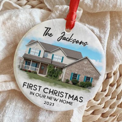 Personalized New Home Gift Family Christmas Gift Ceramic Ornament