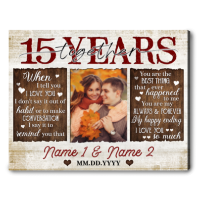 Custom 15th Anniversary Together Photo Canvas Print Special Gift On 15th Anniversary