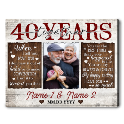Custom 40th Anniversary Together Photo Canvas Print Special Gift On 40th Anniversary