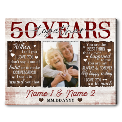 Custom 50th Anniversary Together Photo Canvas Print Special Gift On 50th Anniversary