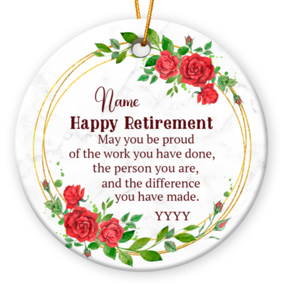 Personalized Retirement Gift For Her Happy Retirement Ceramic Ornament