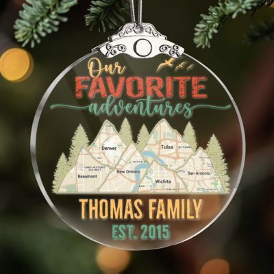 Custom Travel Family Map Acrylic Ornament Family Adventure Gift 01