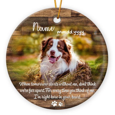 Custom Dog Memorial Portrait Photo Ceramic Christmas Ornament