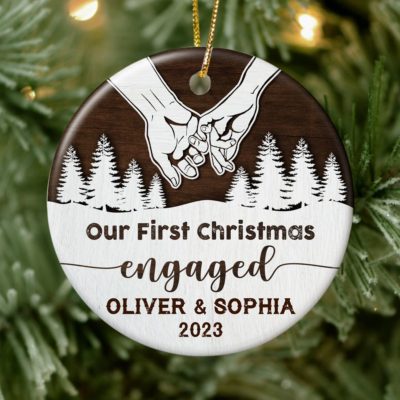 Christmas Gift For Engaged Couple Custom First Xmas Couple Ornament 01