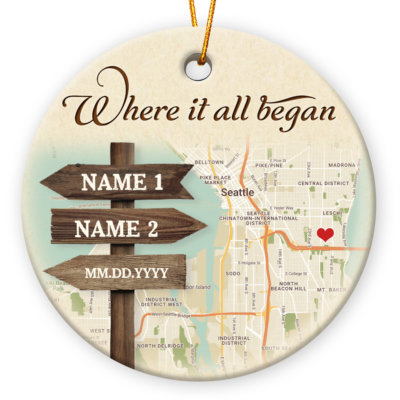 Custom Anniversary Gift For Couples Location Map Married Couple Ornament