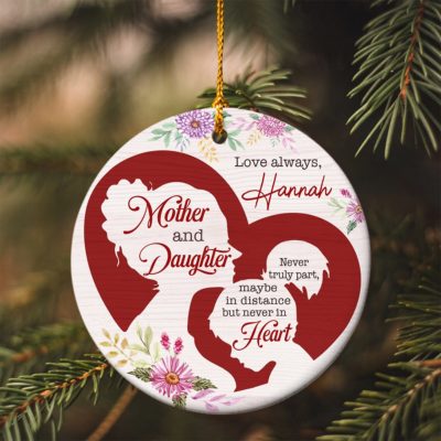 Personalized Mom and Daughter Christmas Ceramic Ornament