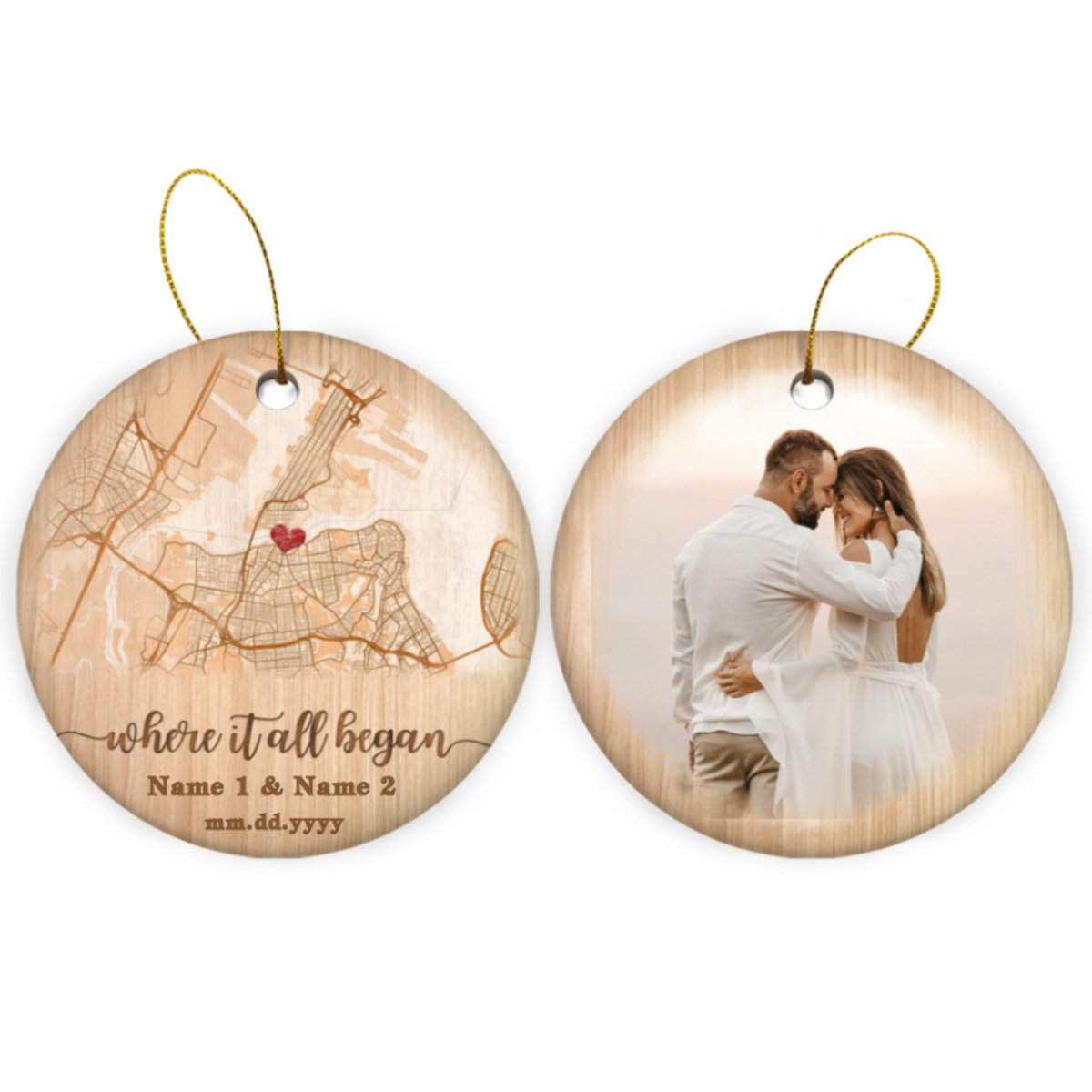 Custom Christmas Gift For Couples Where It All Began Ceramic Ornament