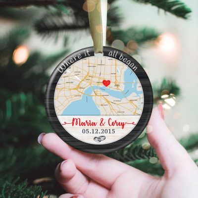 Personalized Christmas Gift For Couple Ornament Where It All Began Ornament Map
