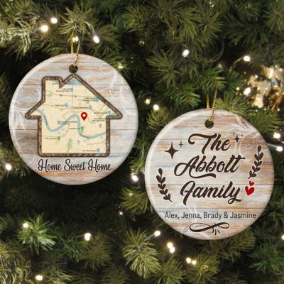 Personalized House Map Ceramic Ornament Housewarming Gifts For Christmas