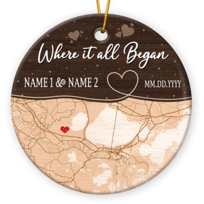 Personalized Couple Map Ceramic Ornament Special Gift For Anniversary