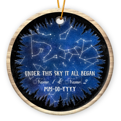 Custom Night Sky By Date Christmas Ornament Unique Engagement Gift