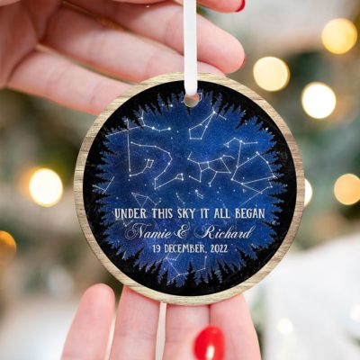 Custom Night Sky By Date Christmas Ornament Unique Engagement Gift 01