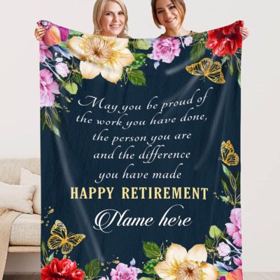 Retirement Blanket For Women Custom Floral Fleece Blanket For Retirement Gift
