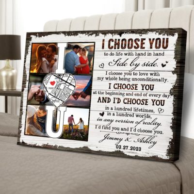 Anniversary Gift Couple Heart Map Custom Map and Picture Canvas Print