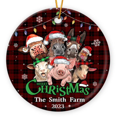 Farm Christmas Gift Custom Funny Farm Animal Ceramic Ornament