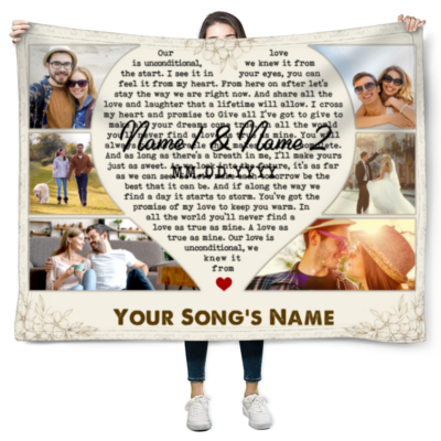 Custom Couple Photo and Song Lyrics Blanket Wedding Gift For Newlyweds