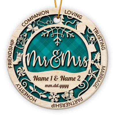 Unique Gift For Married Couples Custom Christmas Wedding Ceramic Ornament