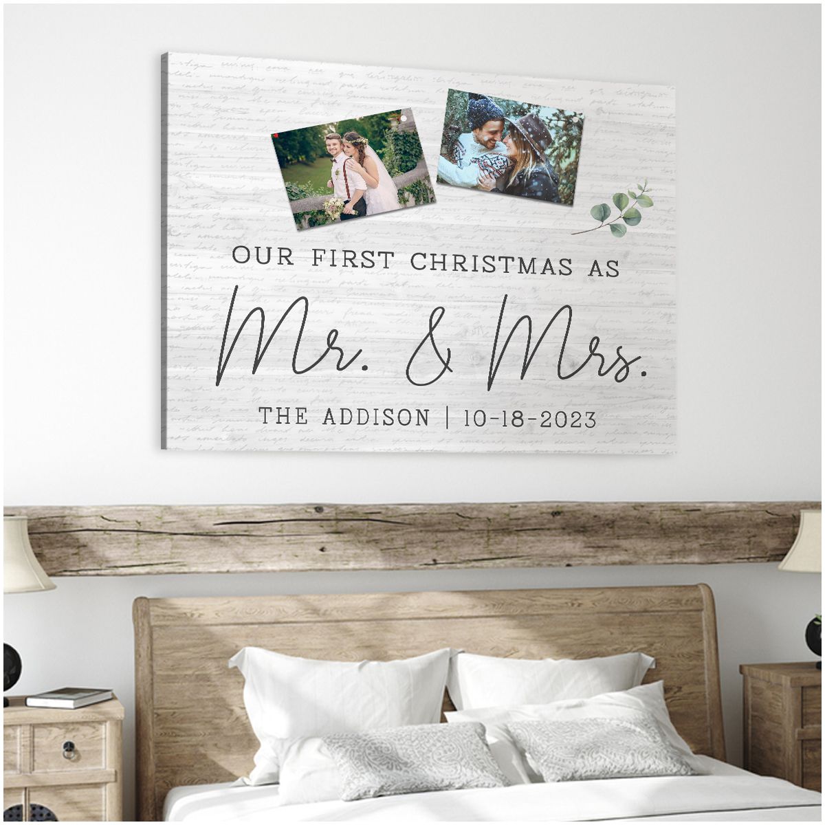 Our First Christmas As Mr And Mrs Personalized Photo Canvas, Christmas Gift  For Newly Engaged Couple, New Couple Gift - Best Personalized Gifts For  Everyone