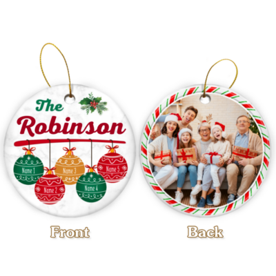 Custom Family Photo And Name Christmas Ornament