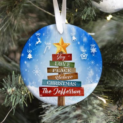 Personalized Family Name Christmas Tree Ornament