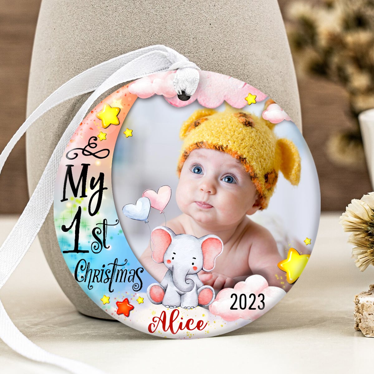 Personalized Baby's First Christmas Photo Ornament Oh Canvas