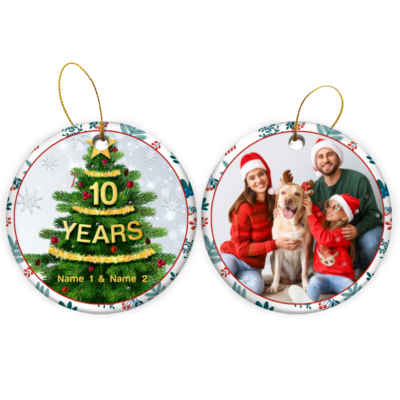 Personalized 10th Wedding Anniversary Christmas Ornament Celebrating Years Married