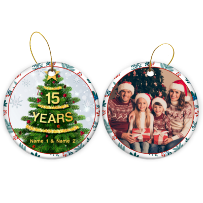 Personalized 15th Wedding Anniversary Christmas Ornament Celebrating Years Married