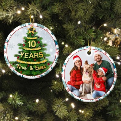 Personalized 10th Wedding Anniversary Christmas Ornament Celebrating Years Married