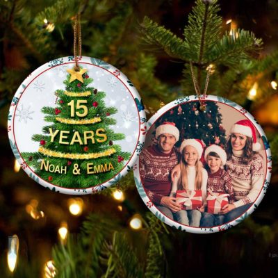 Personalized 15th Wedding Anniversary Christmas Ornament Celebrating Years Married