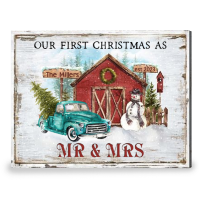 Christmas Gift For Newlyweds Personalized New Couple Gift Canvas Print