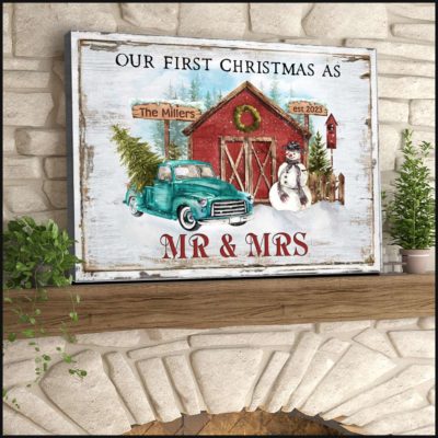 Christmas Gift For Newlyweds Personalized New Couple Gift Canvas Print